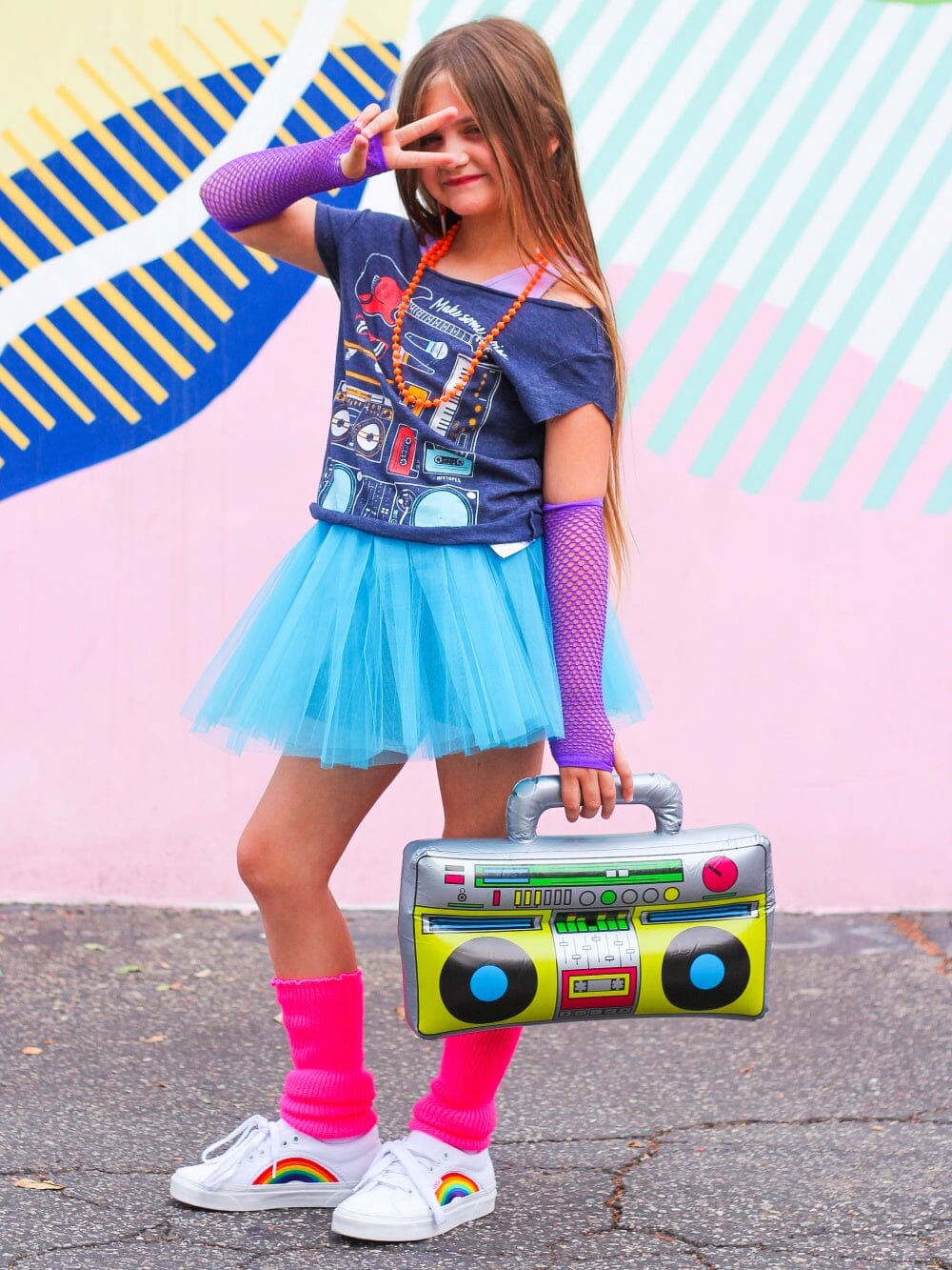 Neon Blue 80&#39;s Costume Tutu &amp; Accessories for Kids - Sydney So Sweet