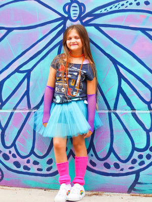Neon Blue 80's Costume Tutu & Accessories for Kids - Sydney So Sweet
