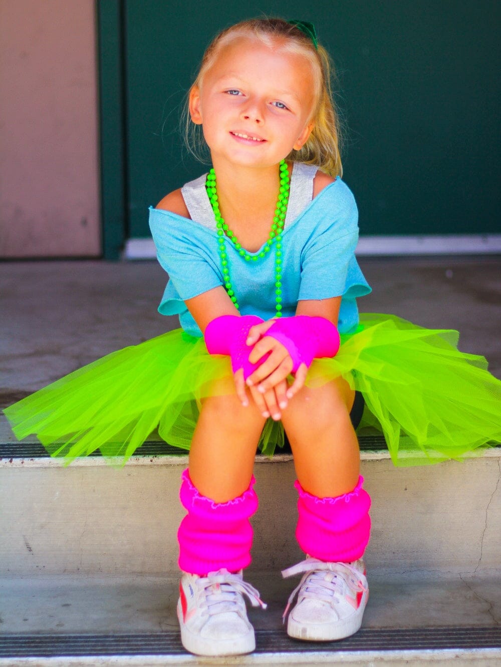 Neon Green 80's Pixie Kids Tutu Costume with Accessories