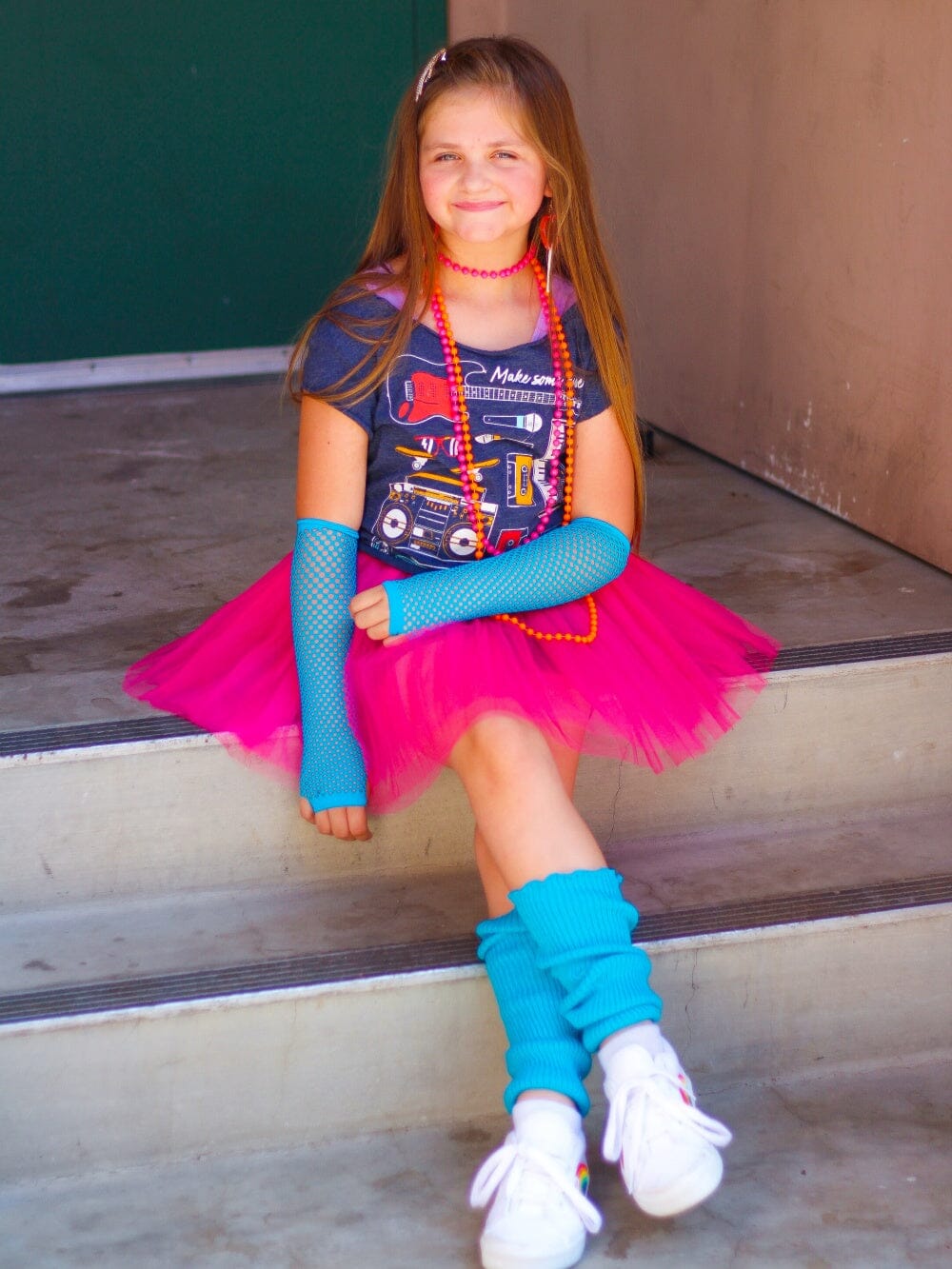 Neon Hot Pink 80's Costume Tutu & Accessories for Kids - Sydney So Sweet