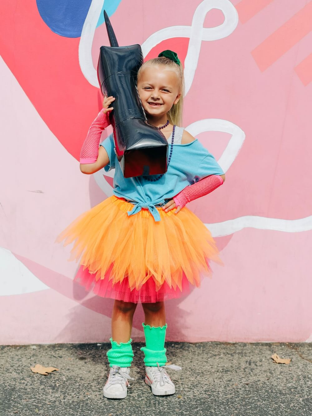 80s Costume in Neon Orange - 4 Piece Pixie Tutu Set for Girls, Adult, &amp; Plus Sizes - Sydney So Sweet