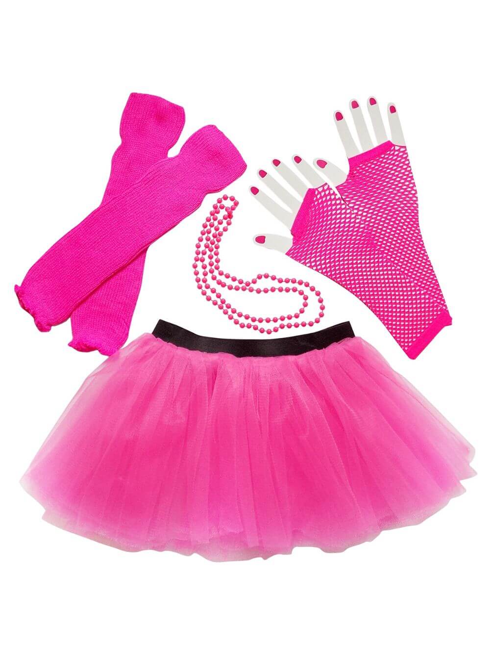 80s Costume for Teens or Women in Neon Hot Pink with Tutu &amp; Accessories - Sydney So Sweet