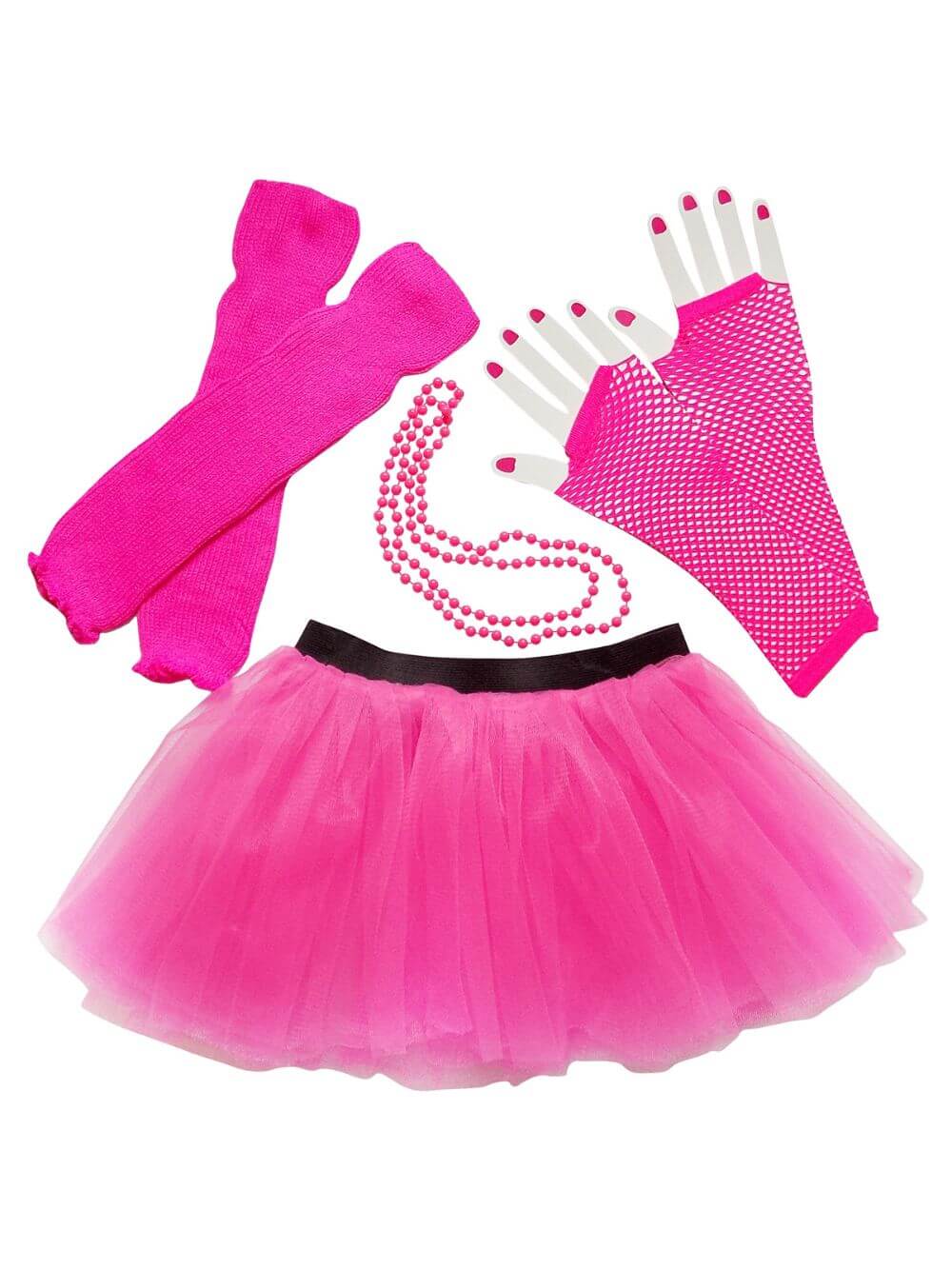 80s Costume for Teens or Women in Neon Hot Pink with Tutu & Accessories - Sydney So Sweet