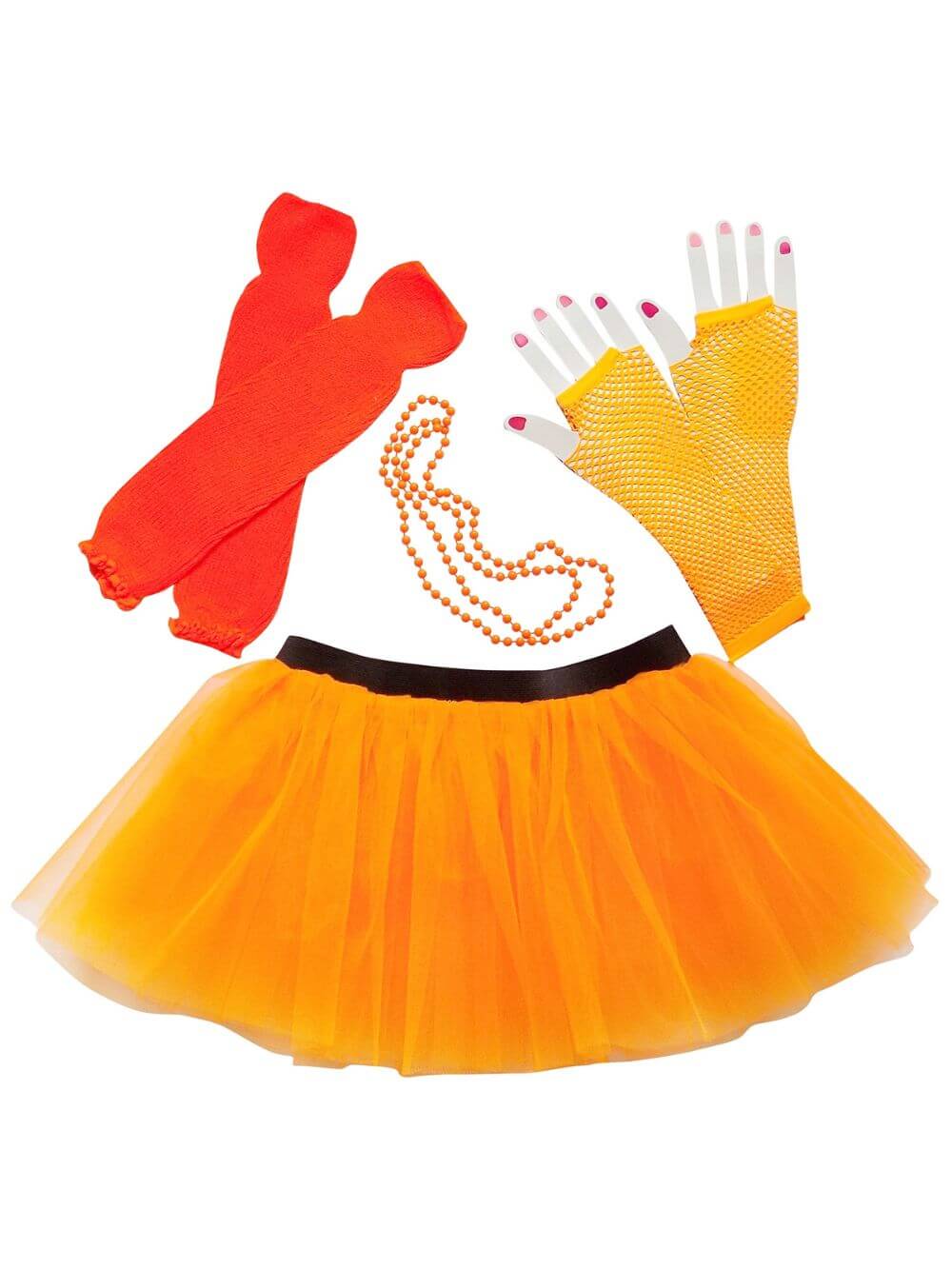 80s Costume for Teens or Women in Neon Orange with Tutu &amp; Accessories - Sydney So Sweet