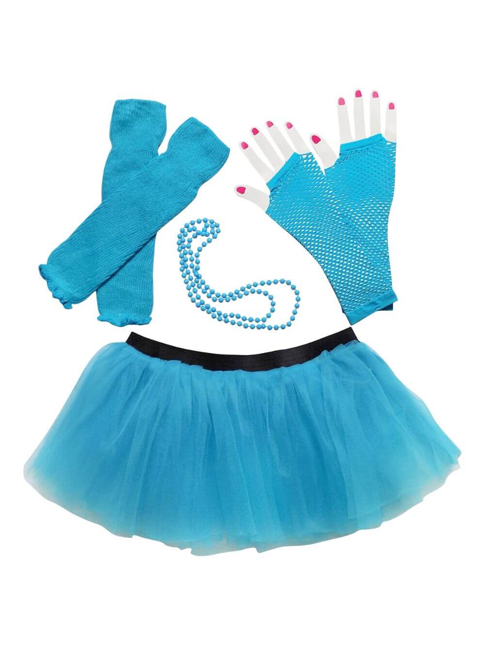 80s Costume for Teens or Women in Neon Blue with Tutu &amp; Accessories - Sydney So Sweet