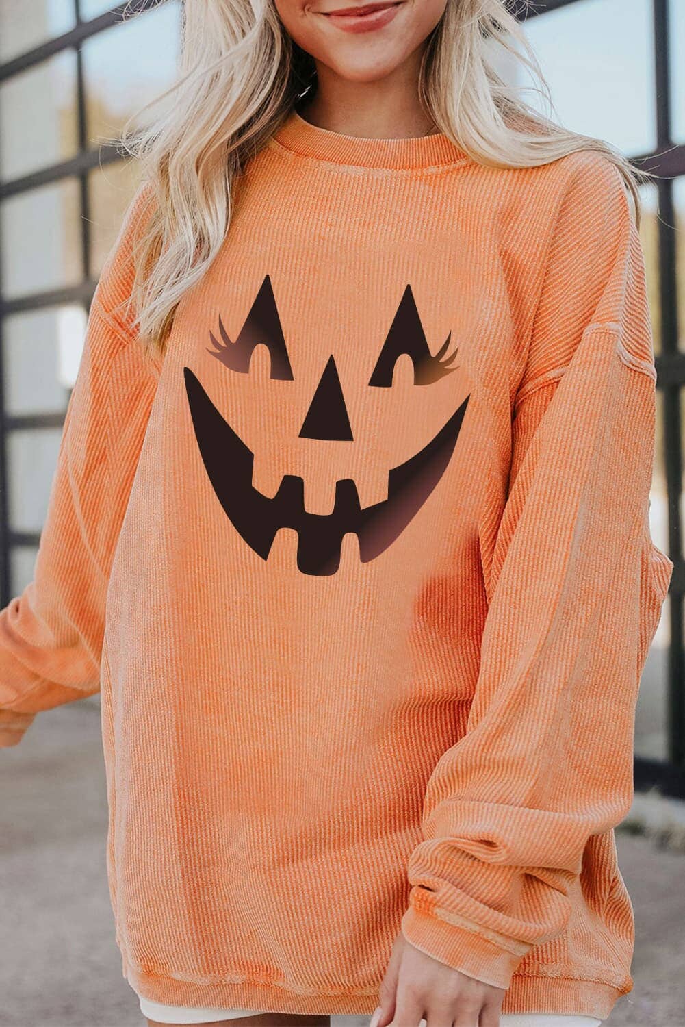 Dropped Shoulder Jack-O&#39;-Lantern Graphic Sweatshirt - Sydney So Sweet