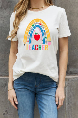 TEACHER Rainbow Graphic Cotton Tee - Sydney So Sweet
