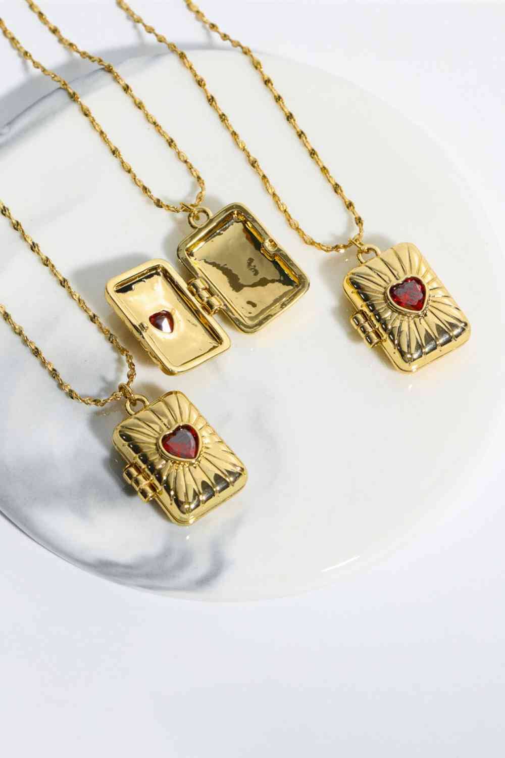 Heart Zircon Box Pendant Copper Necklace - Sydney So Sweet