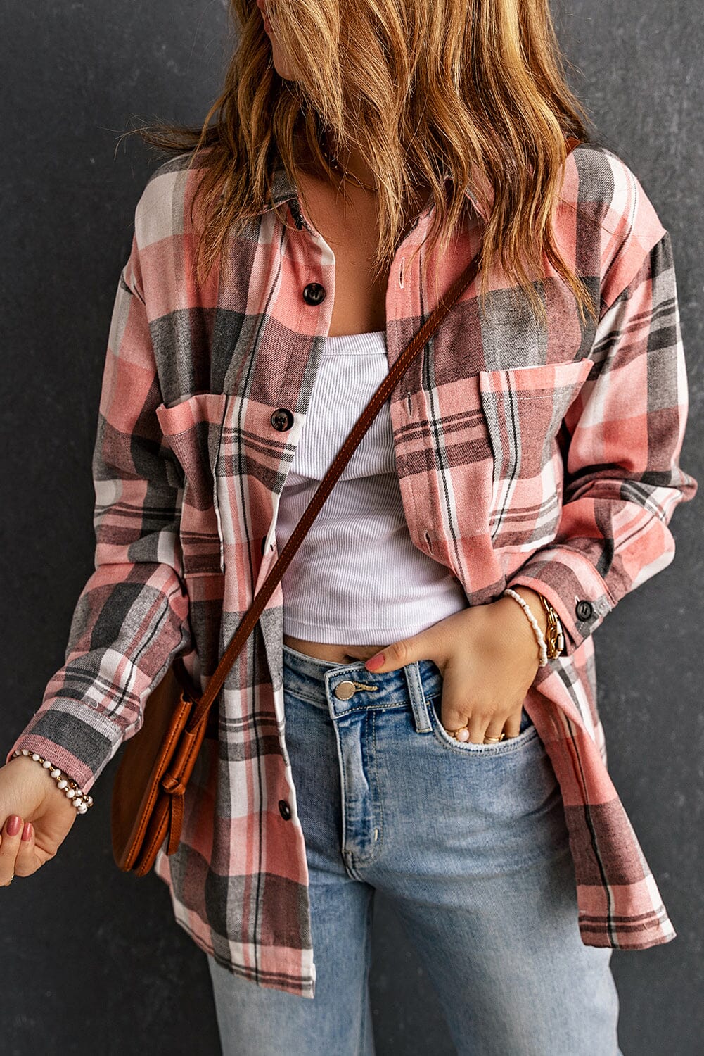 Plaid Dropped Shoulder Longline Shirt - Sydney So Sweet