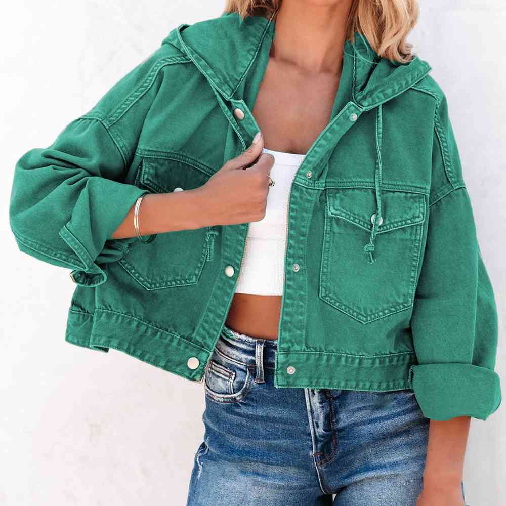 Hooded Dropped Shoulder Denim Jacket - Sydney So Sweet