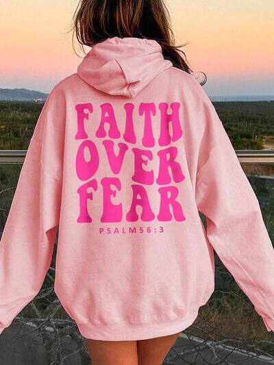 FAITH OVER FEAR Dropped Shoulder Hoodie - Sydney So Sweet