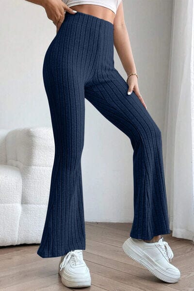 Basic Bae Full Size Ribbed High Waist Flare Pants - Sydney So Sweet