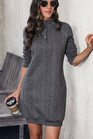 Cable-Knit Mock Neck Dress - Sydney So Sweet