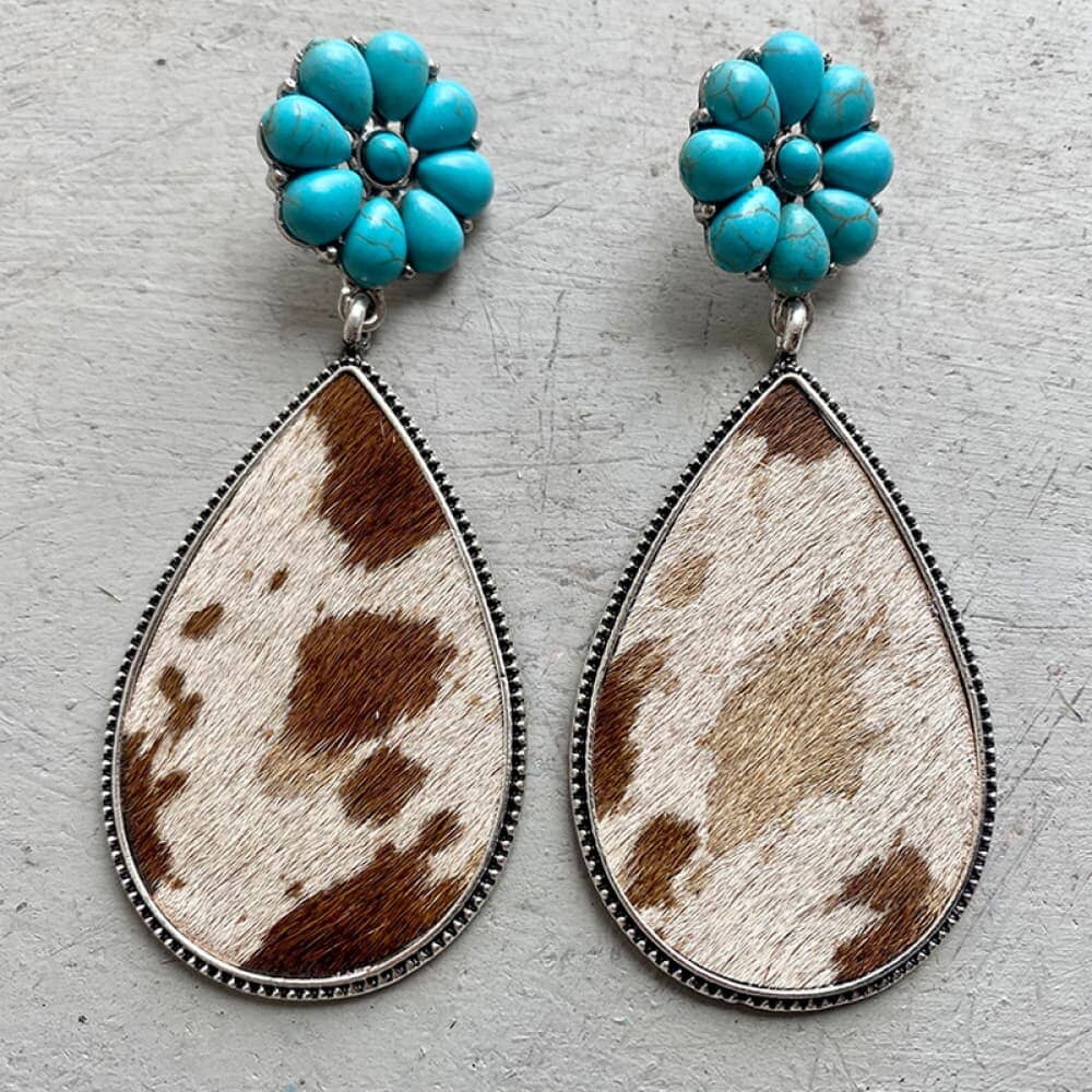 Turquoise Flower Teardrop Earrings - Sydney So Sweet