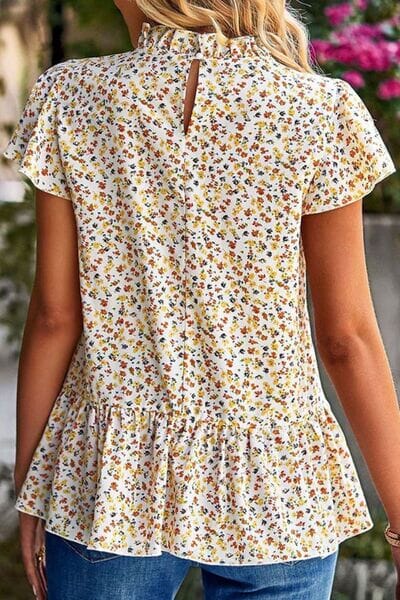 Ditsy Floral Peplum Short Sleeve Blouse - Sydney So Sweet