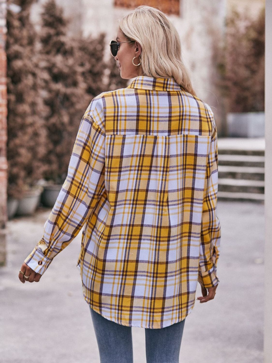 Plaid Dropped Shoulder Longline Shirt - Sydney So Sweet