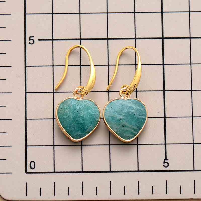 Natural Stone Heart Drop Earrings - Sydney So Sweet