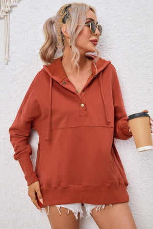 Dropped Shoulder Buttoned Hoodie - Sydney So Sweet