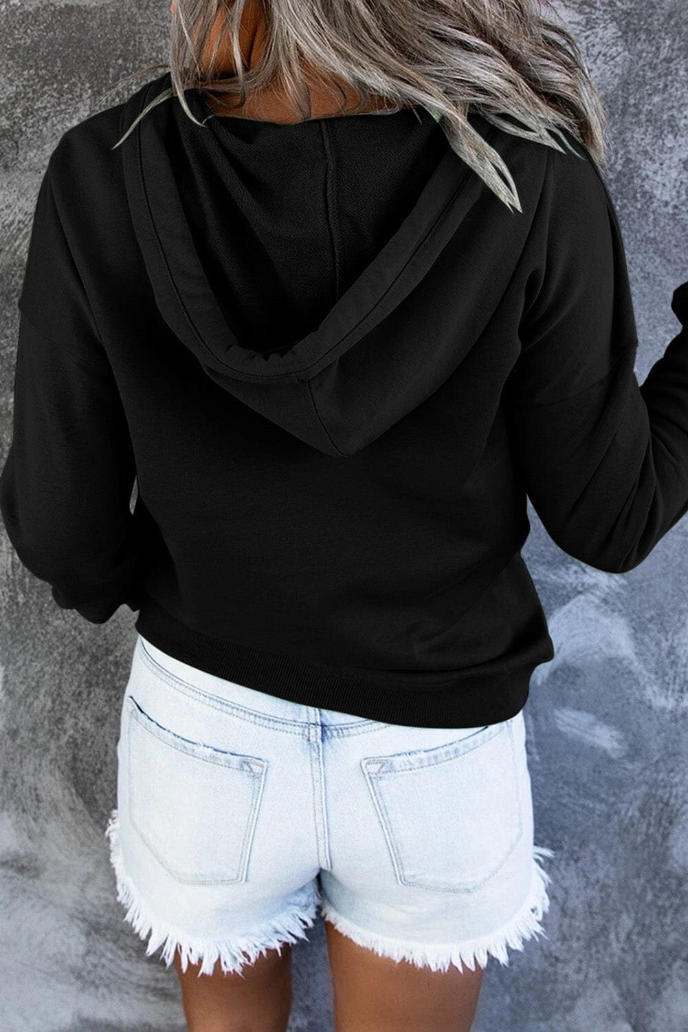 Dropped Shoulder Long Sleeve Hoodie with Pocket - Sydney So Sweet