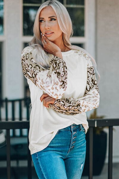 Leopard Round Neck Dropped Shoulder T-Shirt - Sydney So Sweet