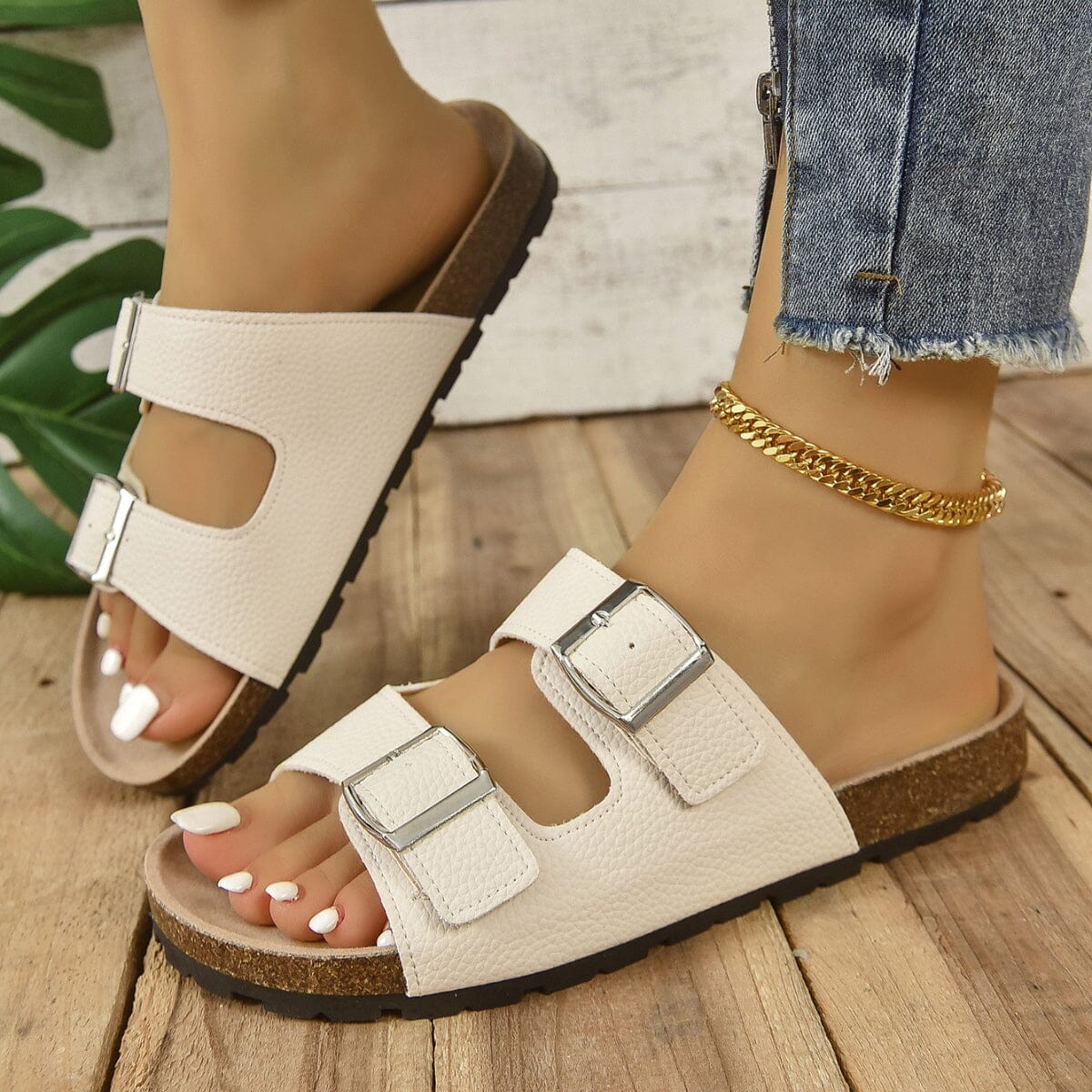 Open Toe Double Buckle Sandals - Sydney So Sweet