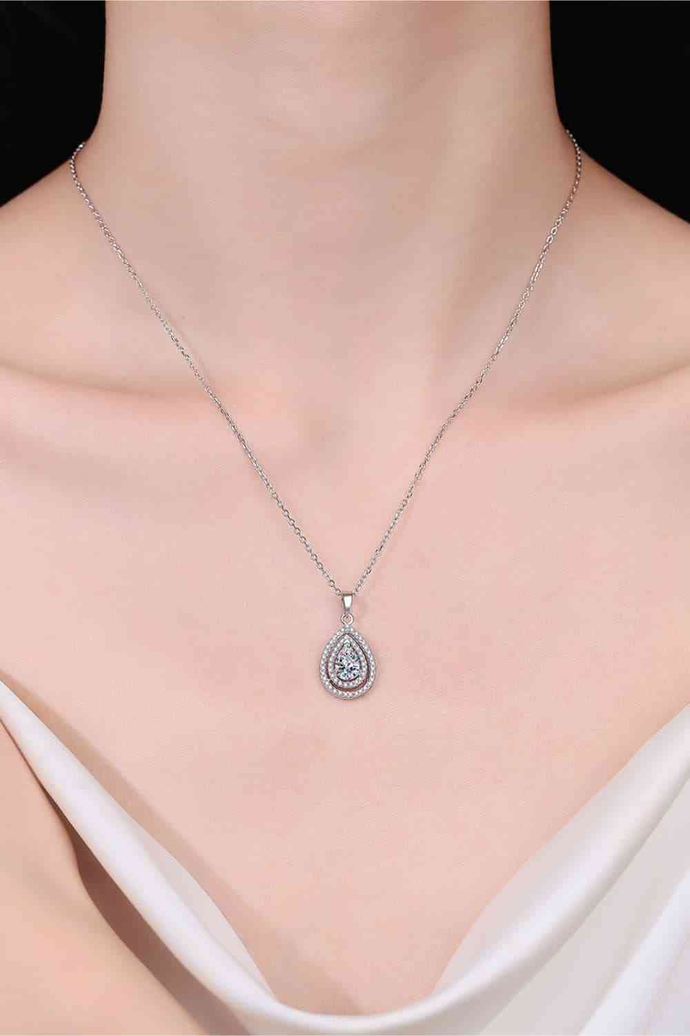 1 Carat Moissanite Teardrop Pendant Necklace - Sydney So Sweet