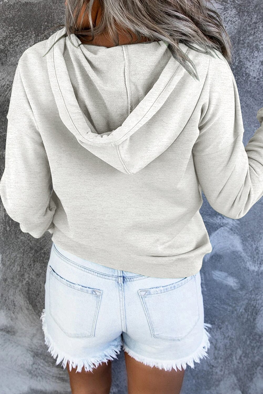 Dropped Shoulder Long Sleeve Hoodie with Pocket - Sydney So Sweet