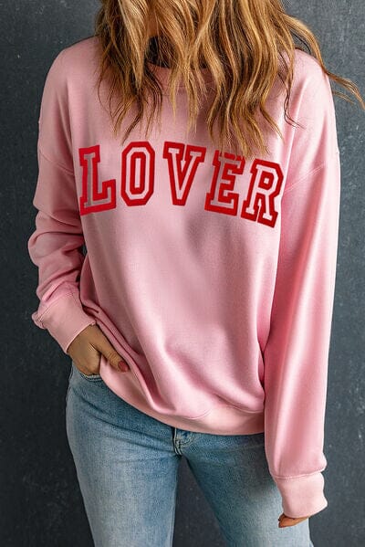 LOVER Round Neck Dropped Shoulder Sweatshirt - Sydney So Sweet