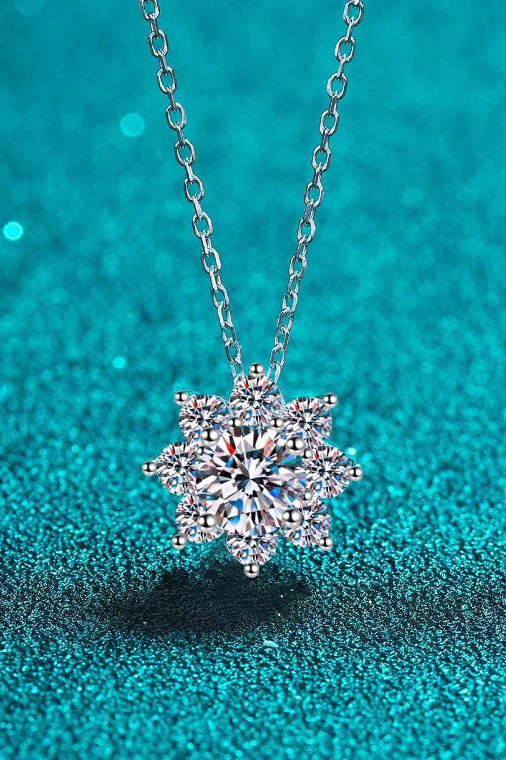 1 Carat Moissanite Floral-Shaped or Snowflake Pendant Necklace - Sydney So Sweet