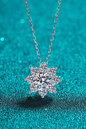 1 Carat Moissanite Floral-Shaped or Snowflake Pendant Necklace - Sydney So Sweet