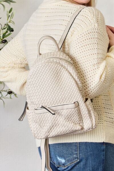 PU Leather Woven Backpack - Sydney So Sweet