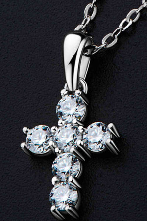 925 Sterling Silver Cross Moissanite Pendant Necklace - Sydney So Sweet