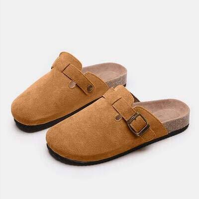 Suede Closed Toe Buckle Slide - Sydney So Sweet