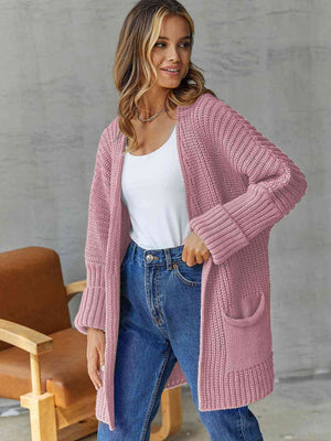 Open Front Long Sleeve Cardigan with Pockets - Sydney So Sweet