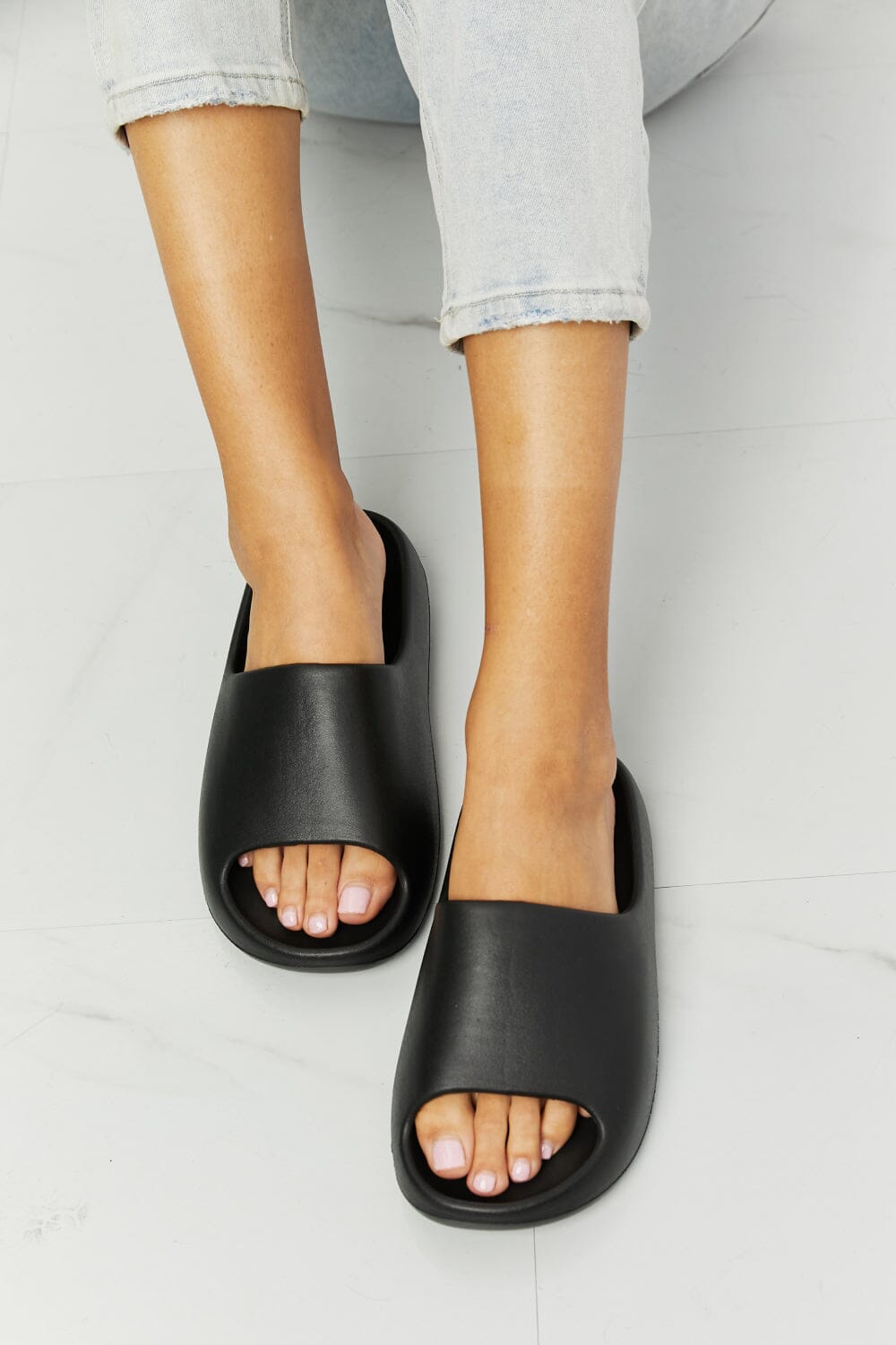 In My Comfort Zone Slides in Black - Sydney So Sweet