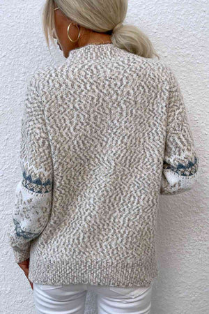 Snowflake Pattern Mock Neck Sweater - Sydney So Sweet