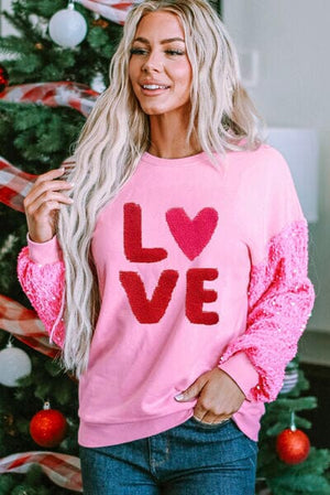 LOVE Sequin Dropped Shoulder Sweatshirt - Sydney So Sweet