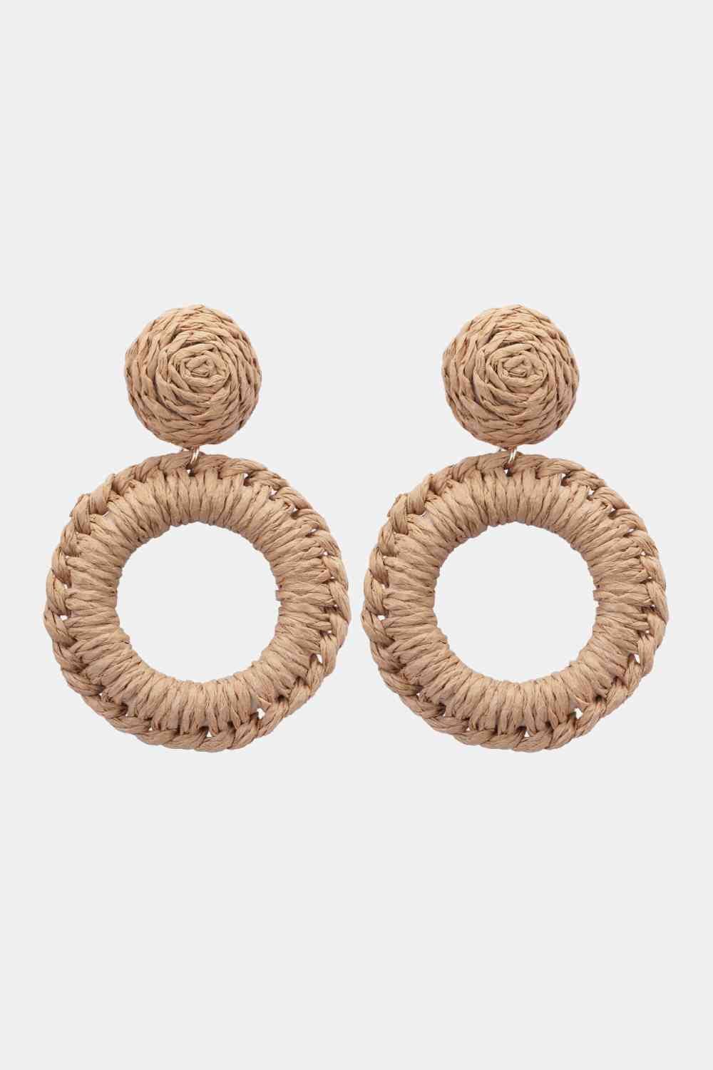 Round Shape Raffia Grass Dangle Earrings - Sydney So Sweet