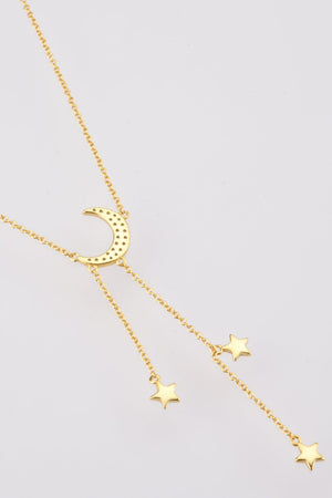 Inlaid Zircon Star and Moon Necklace - Sydney So Sweet