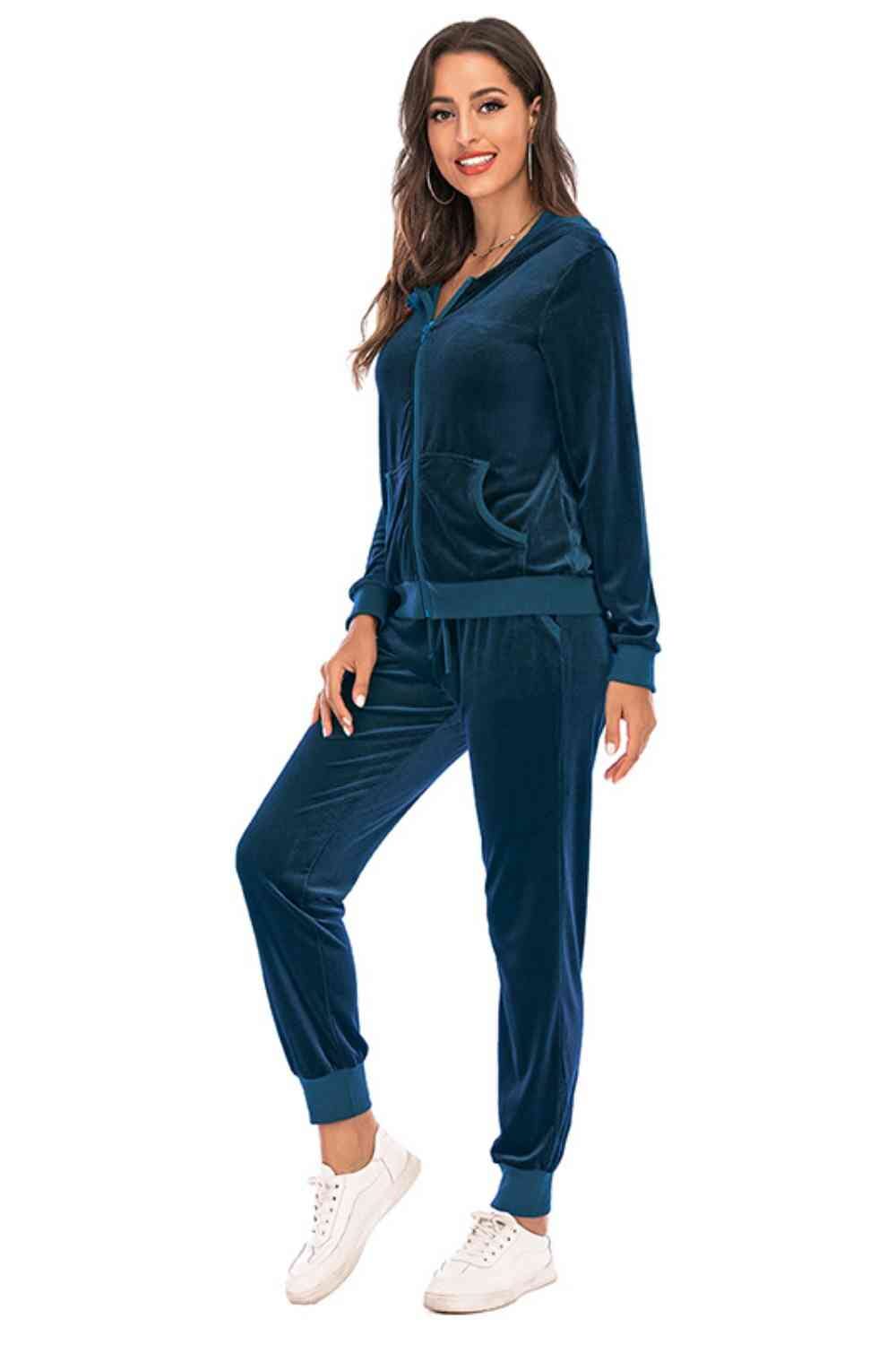 Zip-Up Hooded Jacket and Pants Set - Sydney So Sweet