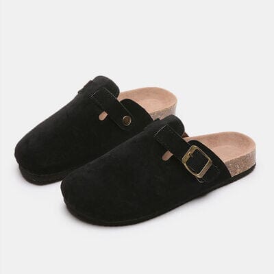 Suede Closed Toe Buckle Slide - Sydney So Sweet