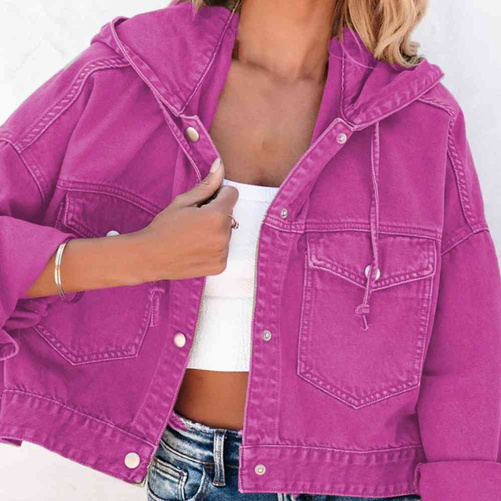 Hooded Dropped Shoulder Denim Jacket - Sydney So Sweet