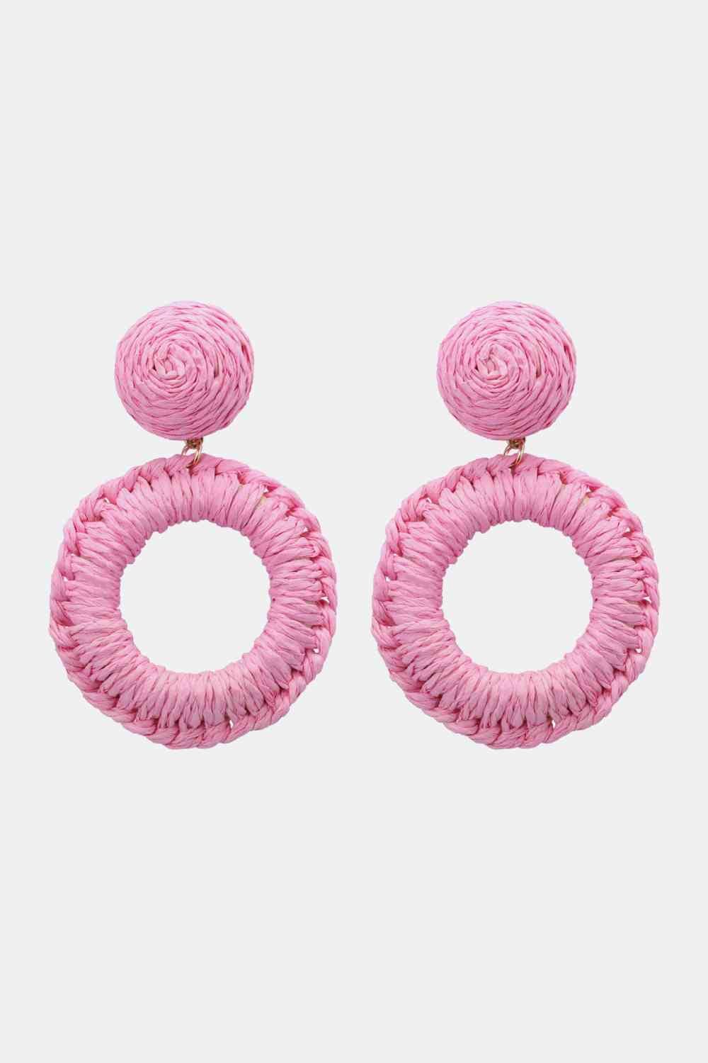 Round Shape Raffia Grass Dangle Earrings - Sydney So Sweet