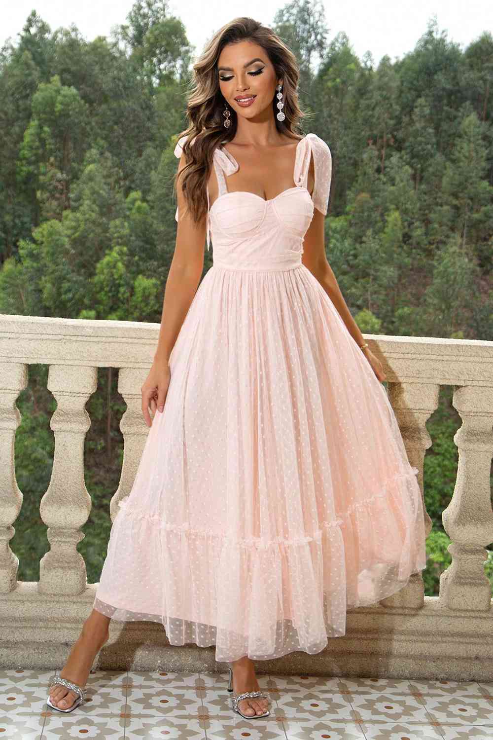 Tie-Shoulder Sweetheart Neck Dress - Sydney So Sweet