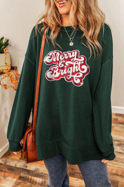 Sequin MERRY & BRIGHT Long Sleeve Sweatshirt - Sydney So Sweet