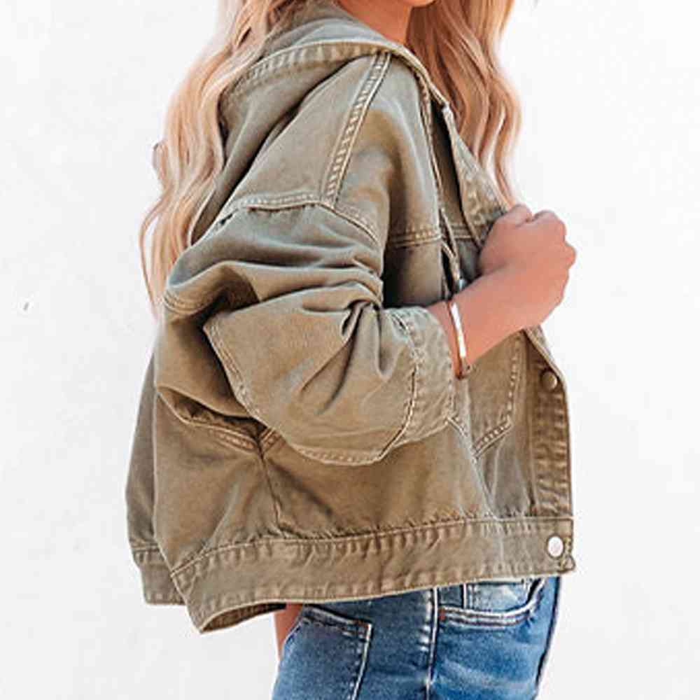 Hooded Dropped Shoulder Denim Jacket - Sydney So Sweet