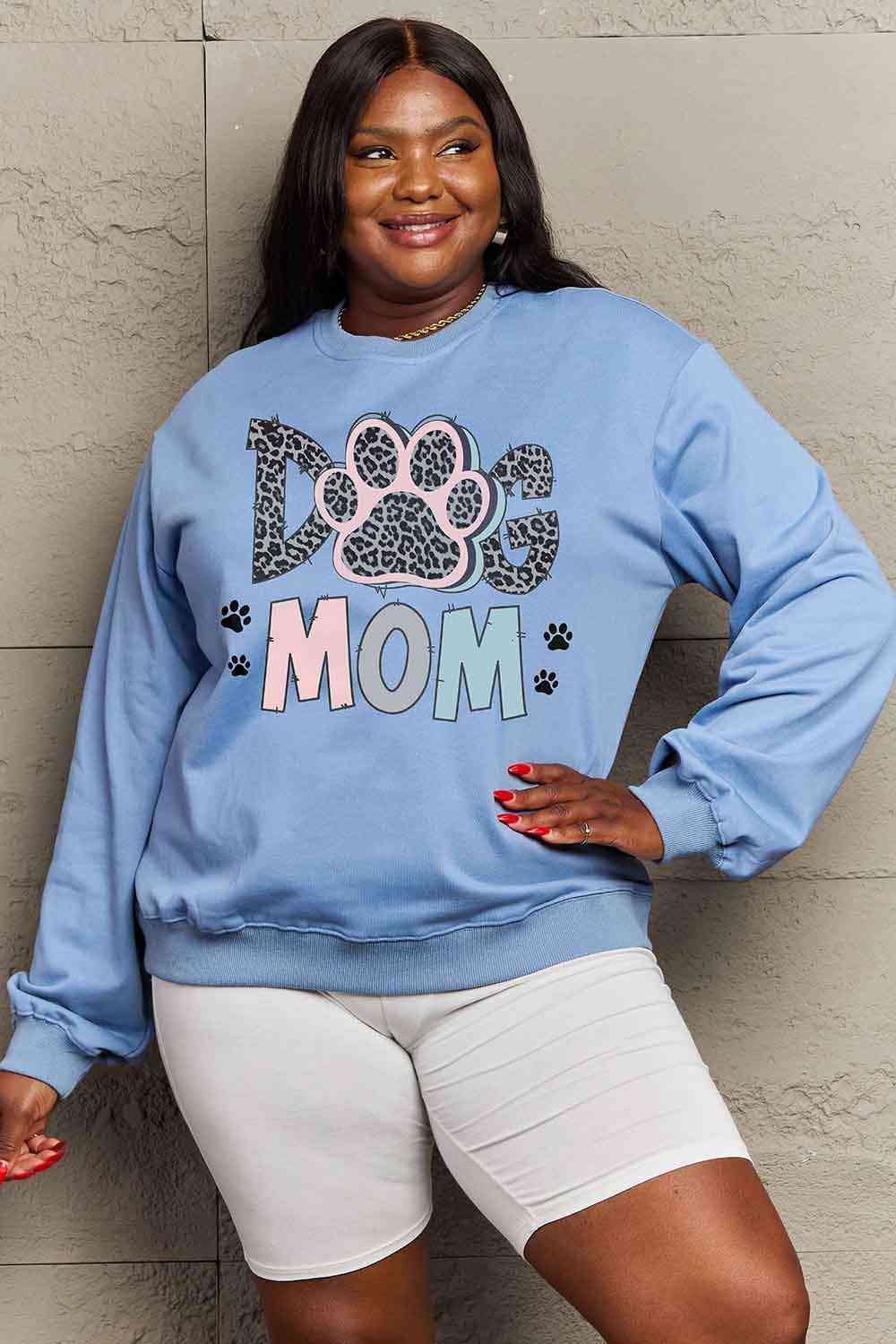 Pink & Blue DOG MOM Graphic Sweatshirt - Sydney So Sweet