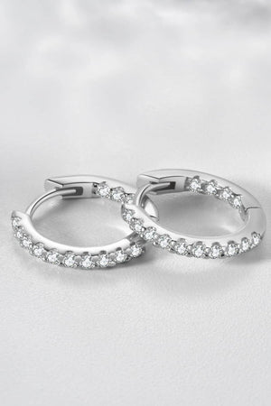 Inlaid Zircon 925 Sterling Silver Huggie Earrings - Sydney So Sweet