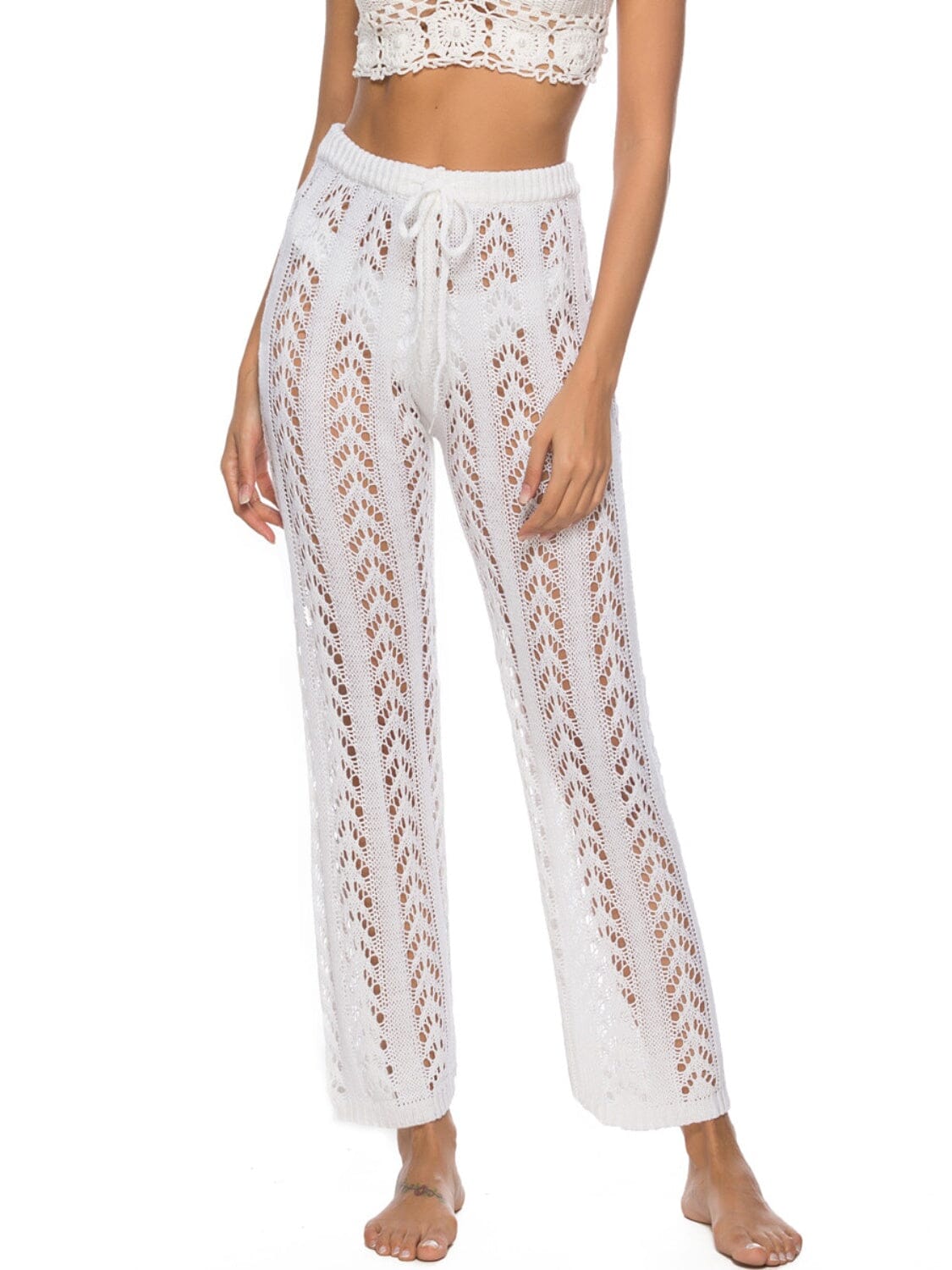 Cutout Drawstring High Waist Swim Pants - Sydney So Sweet