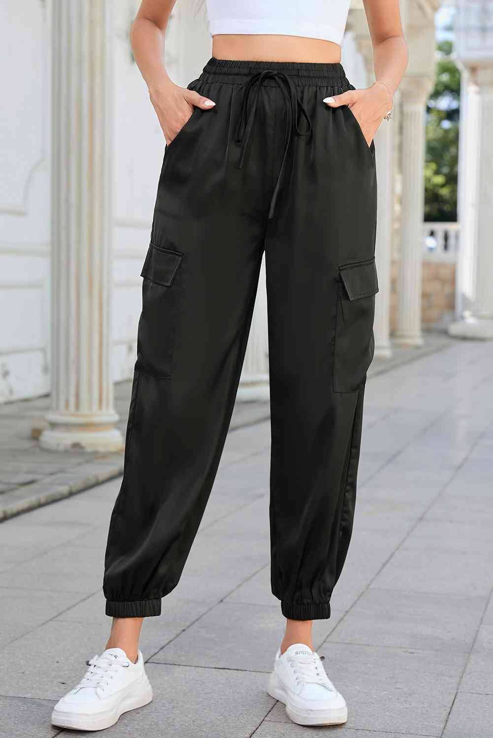 Long Tie Waist Pocketed Pants - Sydney So Sweet